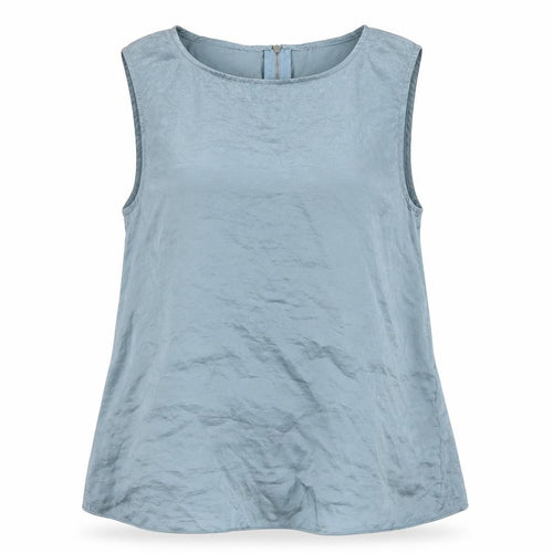Pull&Bear Womens Blue Polyester Basic Tank Size M Round Neck