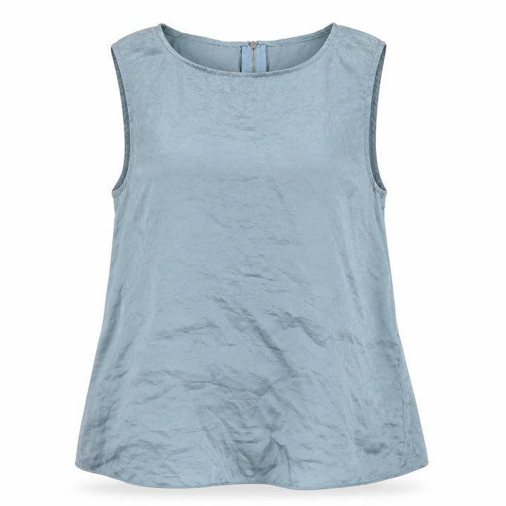 Pull&Bear Womens Blue Polyester Basic Tank Size M Round Neck