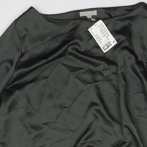 H&M Womens Green Polyester A-Line Size XL Round Neck Button