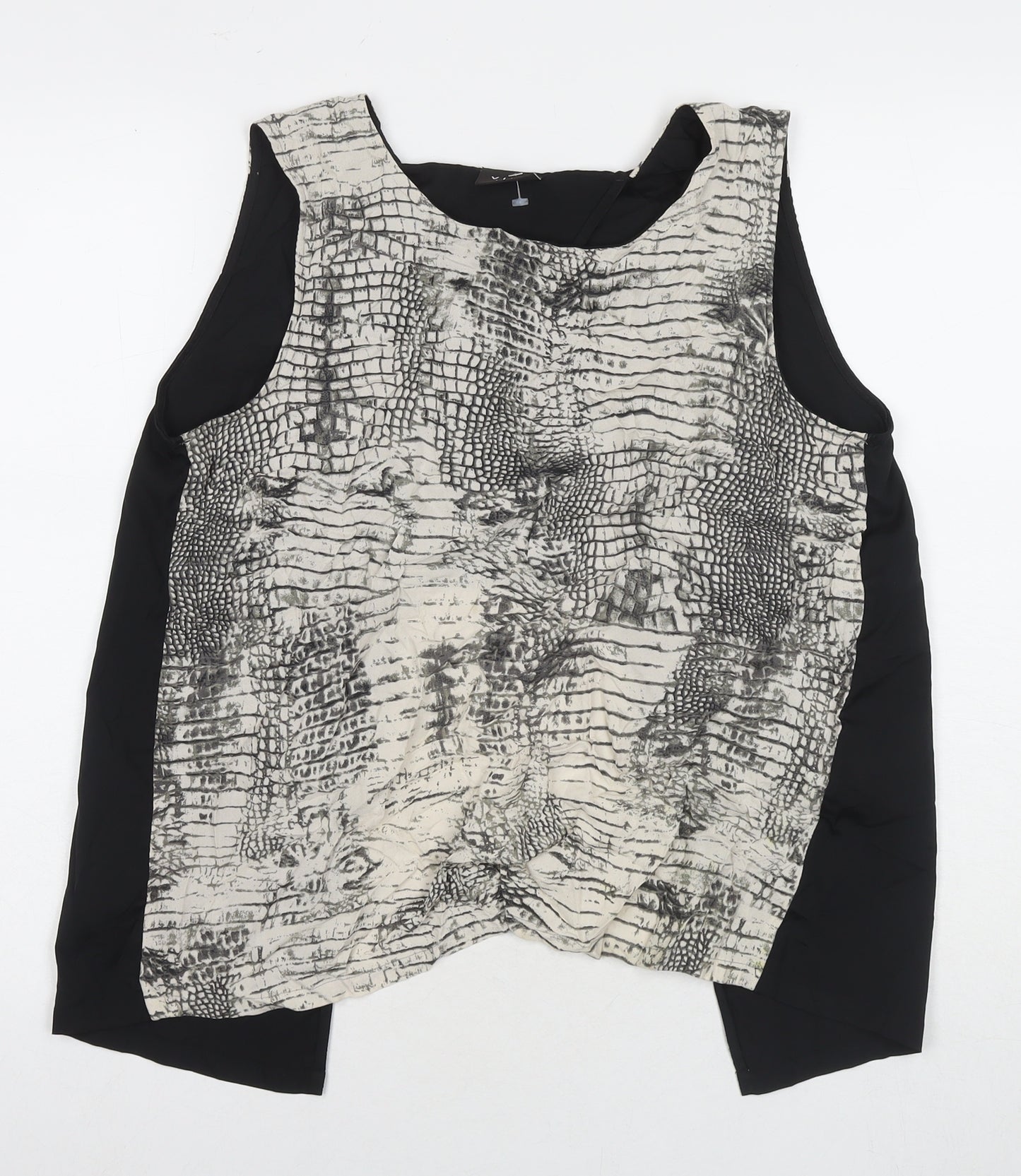 VILA Womens Multicoloured Geometric Polyester Basic Tank Size M Round Neck