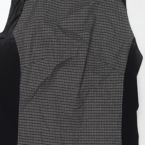 NEXT Womens Black Geometric Polyester A-Line Size 10 Round Neck Zip