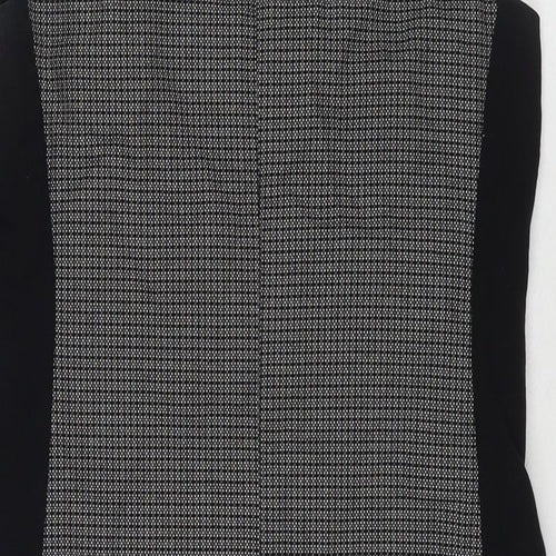 NEXT Womens Black Geometric Polyester A-Line Size 10 Round Neck Zip