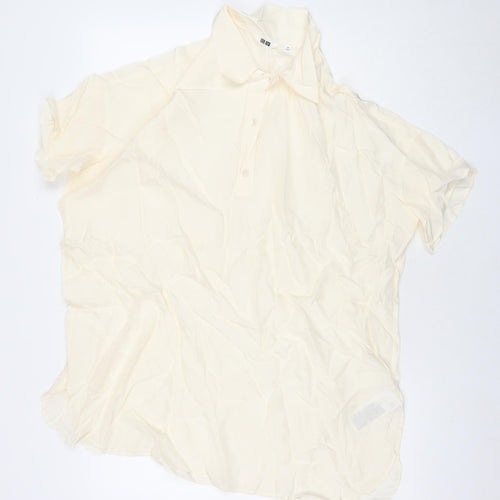 Uniqlo Womens Ivory Viscose Tunic T-Shirt Size M Collared