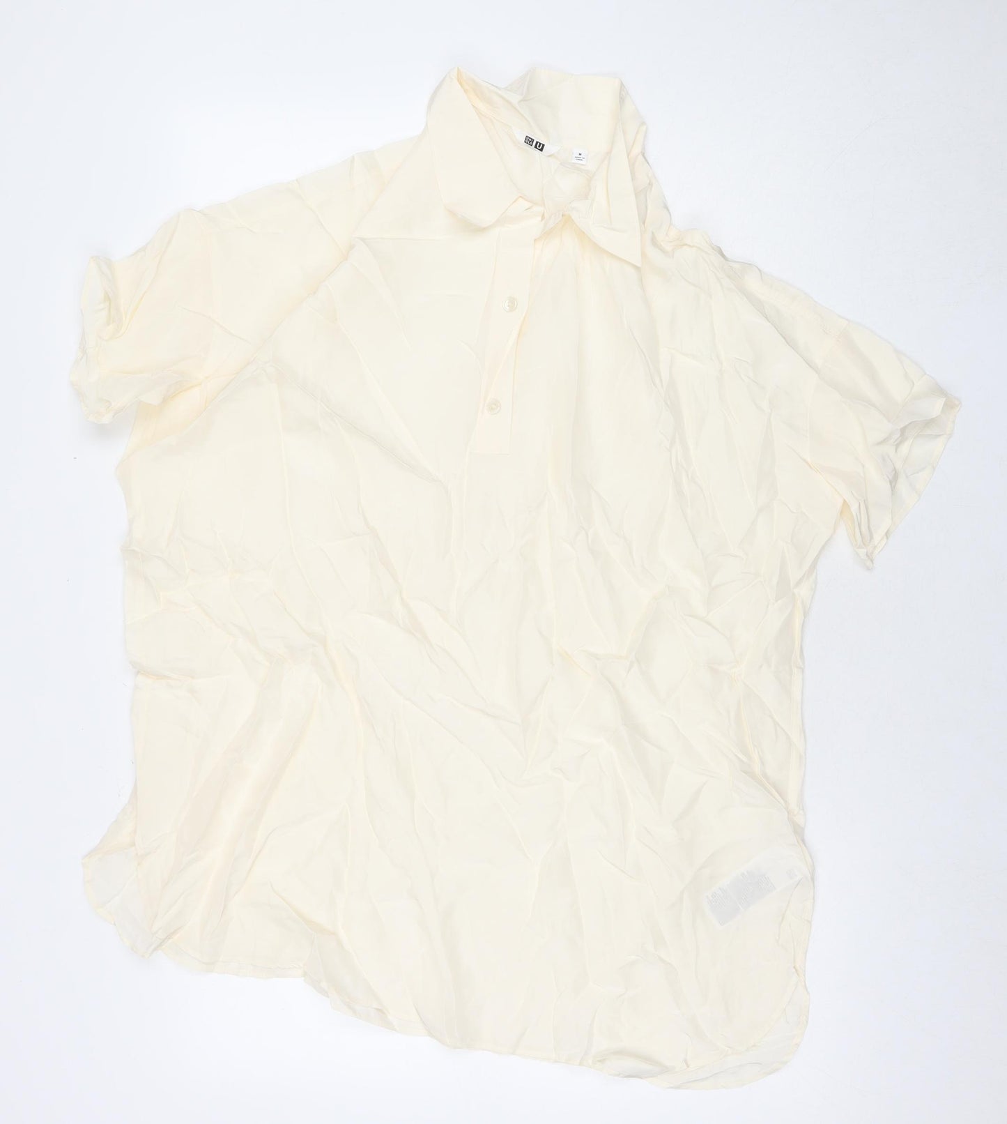 Uniqlo Womens Ivory Viscose Tunic T-Shirt Size M Collared