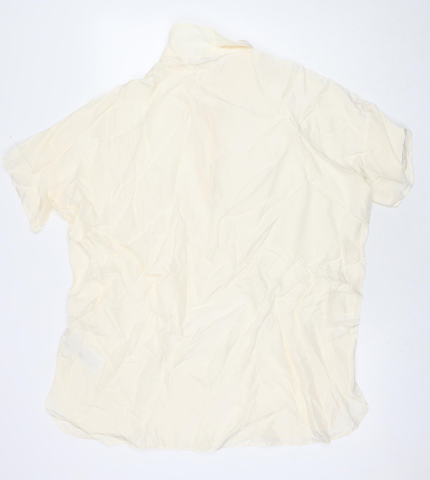 Uniqlo Womens Ivory Viscose Tunic T-Shirt Size M Collared