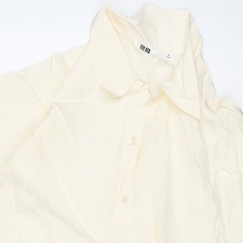 Uniqlo Womens Ivory Viscose Tunic T-Shirt Size M Collared