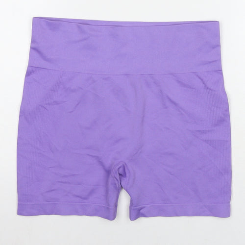 Workout Womens Purple Polyester Compression Shorts Size 14 L3 in Regular - Size 14-16