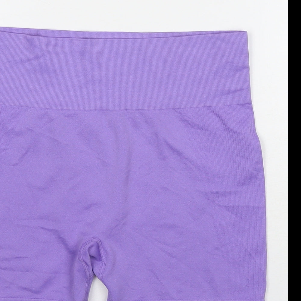 Workout Womens Purple Polyester Compression Shorts Size 14 L3 in Regular - Size 14-16