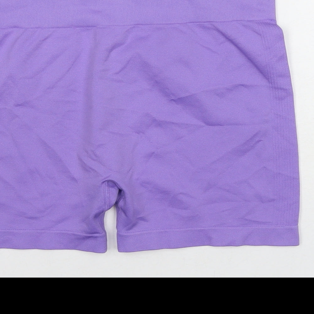 Workout Womens Purple Polyester Compression Shorts Size 14 L3 in Regular - Size 14-16