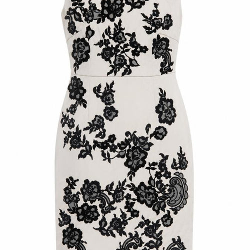 Coast Womens Beige Floral Polyester Bodycon Size 12 Boat Neck Zip