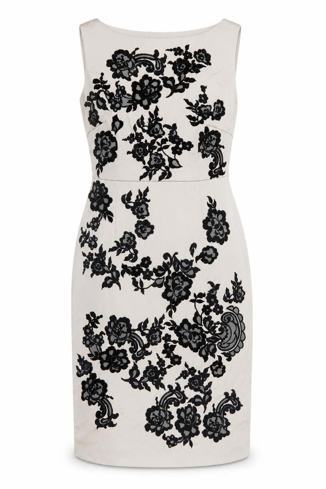 Coast Womens Beige Floral Polyester Bodycon Size 12 Boat Neck Zip