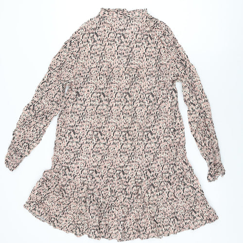 NEXT Womens Pink Geometric Viscose Shift Size 12 V-Neck Pullover