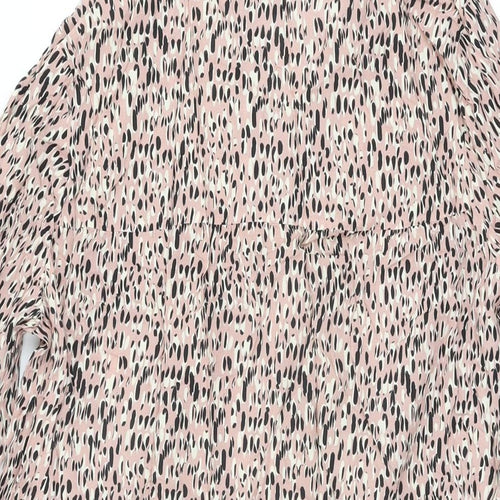 NEXT Womens Pink Geometric Viscose Shift Size 12 V-Neck Pullover