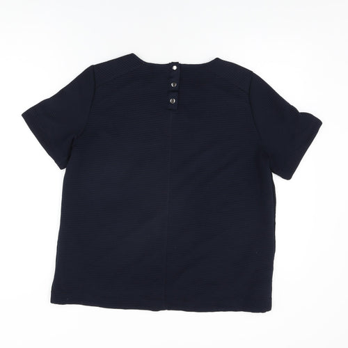 Per Una Womens Blue Polyester Basic T-Shirt Size 14 Round Neck