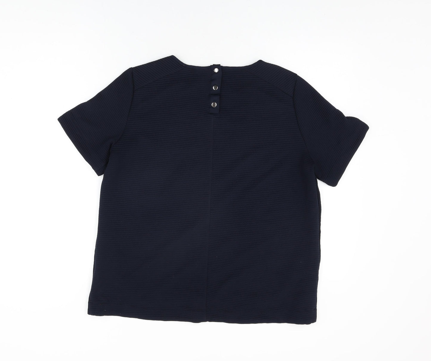 Per Una Womens Blue Polyester Basic T-Shirt Size 14 Round Neck