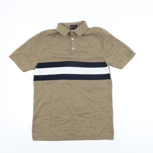 NEXT Mens Beige Polyester Polo Size S Collared Button