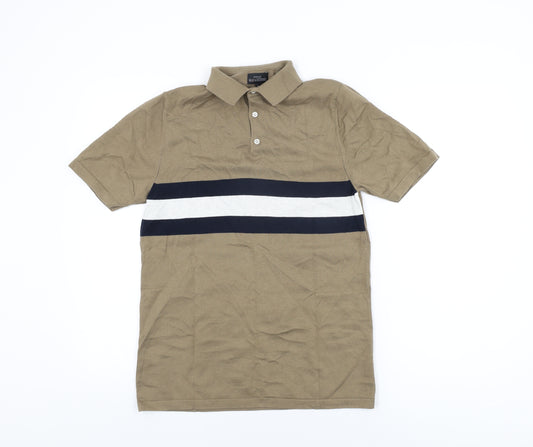 NEXT Mens Beige Polyester Polo Size S Collared Button