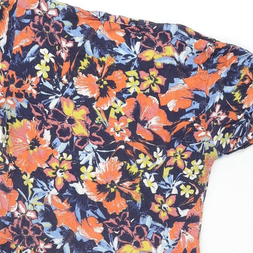 Boohoo Womens Blue Floral Viscose Skater Dress Size 10 Round Neck Pullover