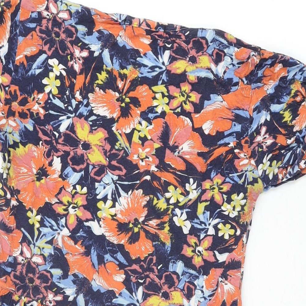 Boohoo Womens Blue Floral Viscose Skater Dress Size 10 Round Neck Pullover