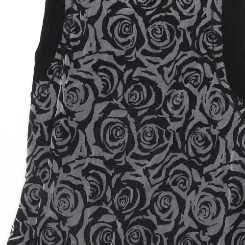 Stella Womens Black Floral Viscose Shift Size 10 Round Neck Pullover