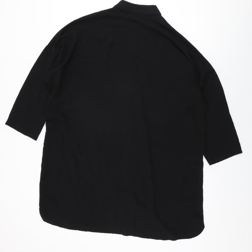 Boohoo Womens Black Polyester Shift Size L Round Neck Button