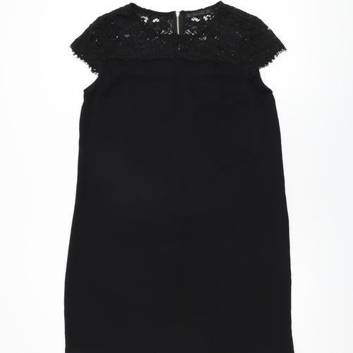Zara Womens Black Nylon Shift Size L Round Neck Zip