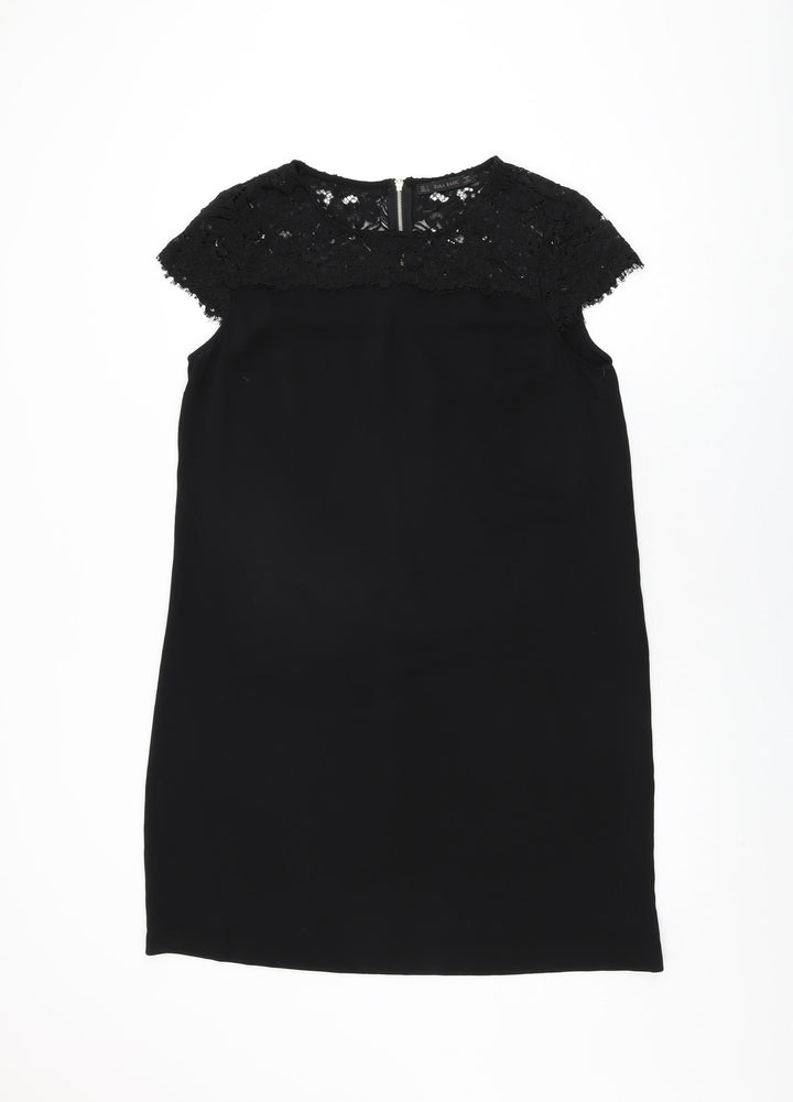 Zara Womens Black Nylon Shift Size L Round Neck Zip