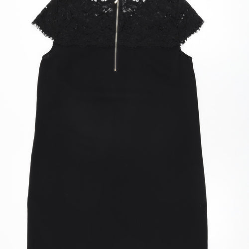Zara Womens Black Nylon Shift Size L Round Neck Zip
