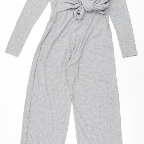 In the Style Womens Grey Polyester Jumpsuit One-Piece Size 10 L32 in Tie