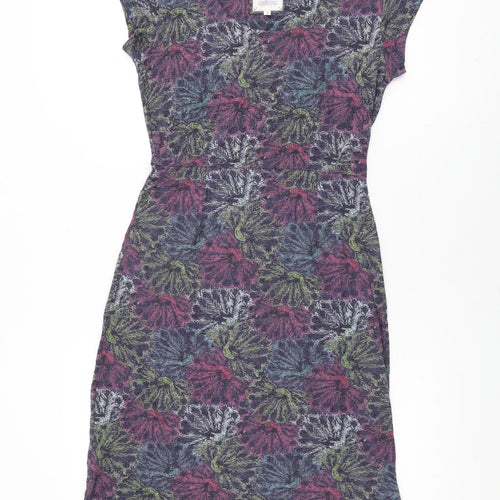 Mistral Womens Blue Geometric Cotton Shift Size 8 Round Neck Pullover