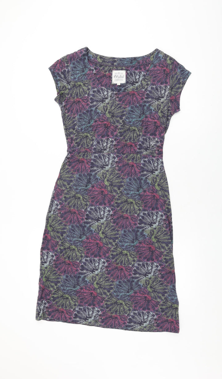 Mistral Womens Blue Geometric Cotton Shift Size 8 Round Neck Pullover