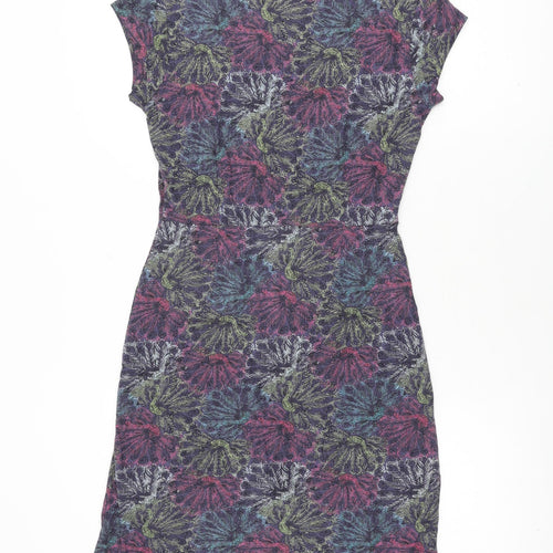 Mistral Womens Blue Geometric Cotton Shift Size 8 Round Neck Pullover