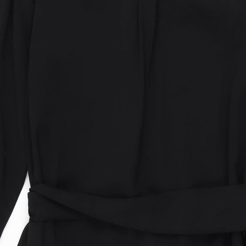 Marks and Spencer Womens Black Polyester Shift Size 18 Collared Button