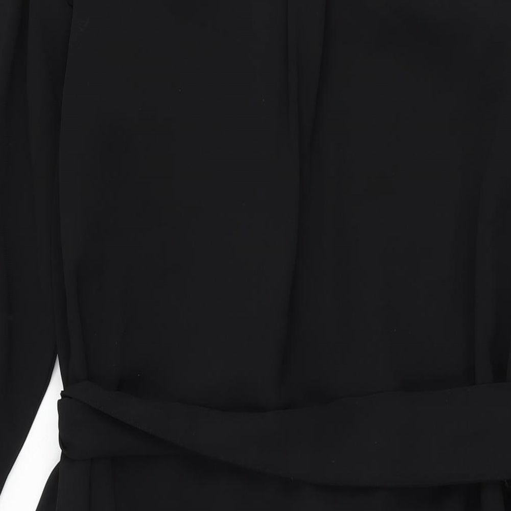 Marks and Spencer Womens Black Polyester Shift Size 18 Collared Button