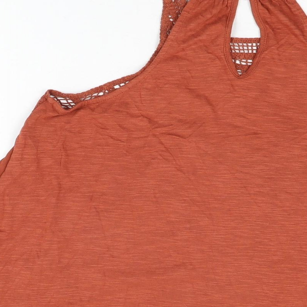 NEXT Womens Brown Viscose Basic T-Shirt Size 14 Round Neck