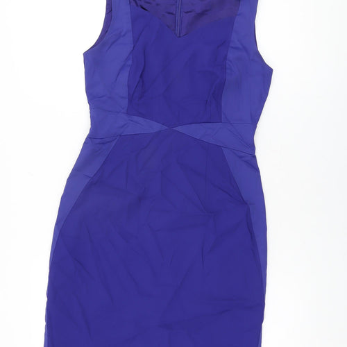 Kaliko Womens Blue Cotton Bodycon Size 8 Sweetheart Zip