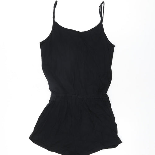 H&M Womens Black Viscose Playsuit One-Piece Size 4 Pullover