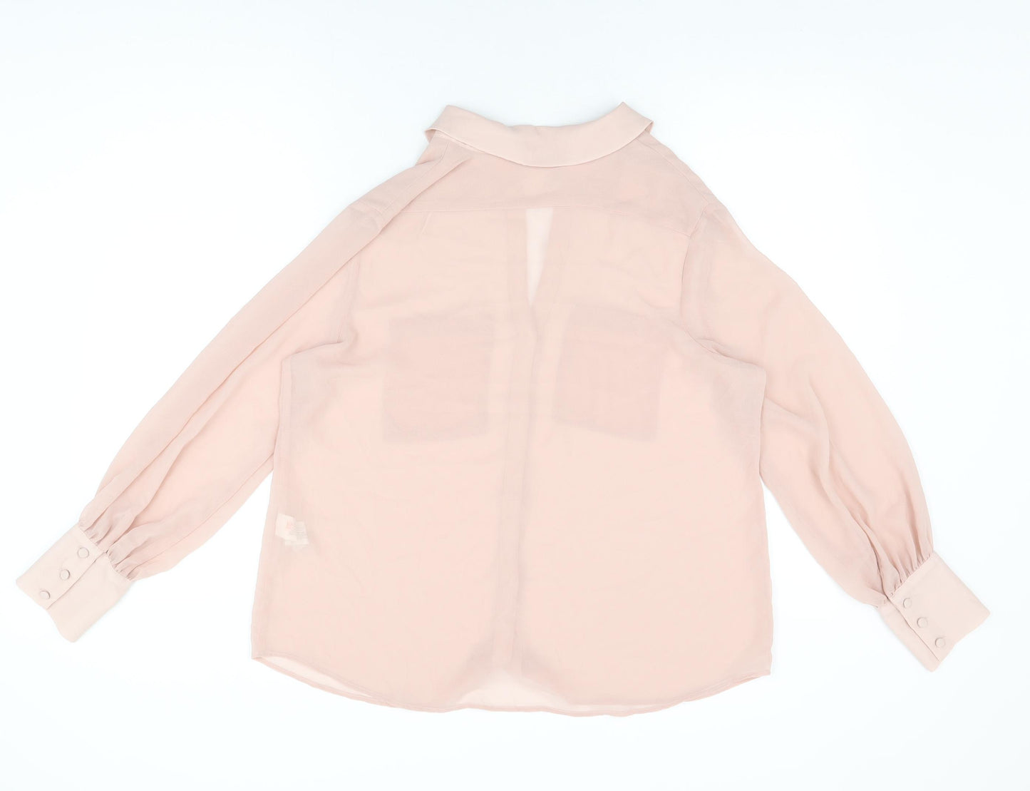 Zara Womens Pink Polyester Basic Button-Up Size M Collared