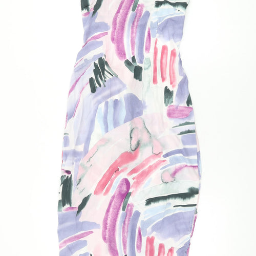 In the Style Womens Multicoloured Geometric Polyester Bodycon Size 6 Square Neck Zip
