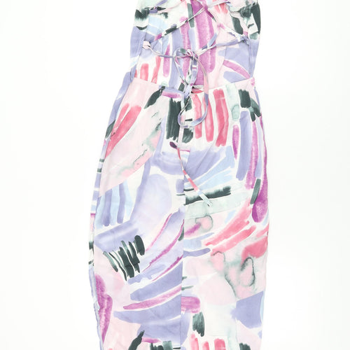 In the Style Womens Multicoloured Geometric Polyester Bodycon Size 6 Square Neck Zip