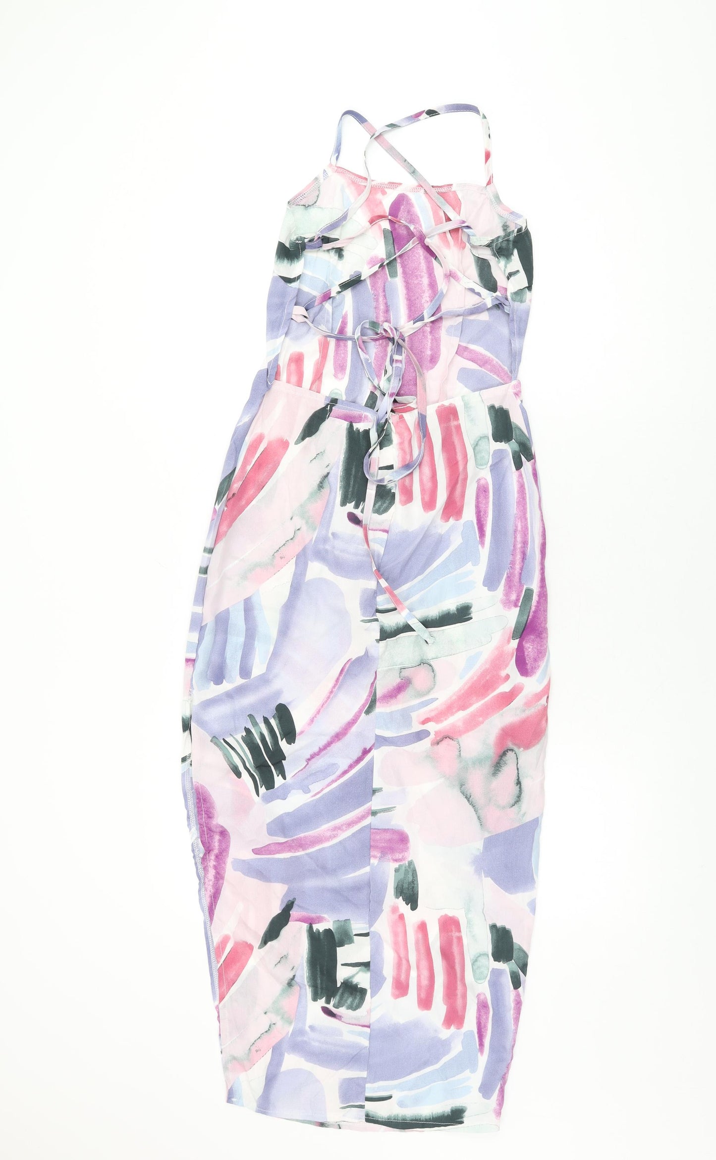 In the Style Womens Multicoloured Geometric Polyester Bodycon Size 6 Square Neck Zip