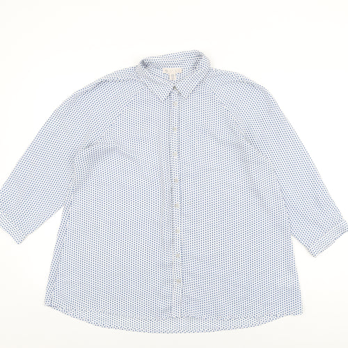 Lila Rose Womens White Geometric Polyester Basic Button-Up Size M Collared