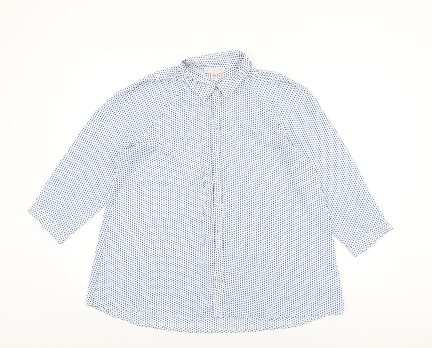 Lila Rose Womens White Geometric Polyester Basic Button-Up Size M Collared