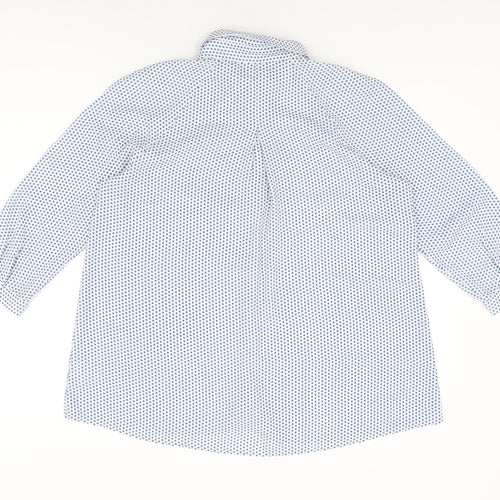 Lila Rose Womens White Geometric Polyester Basic Button-Up Size M Collared