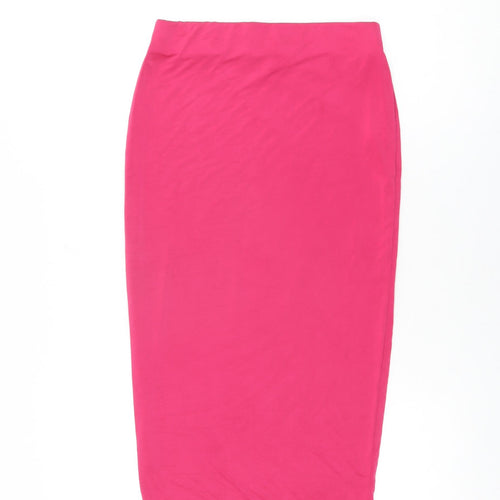 PRETTYLITTLETHING Womens Pink Polyester Straight & Pencil Skirt Size 10
