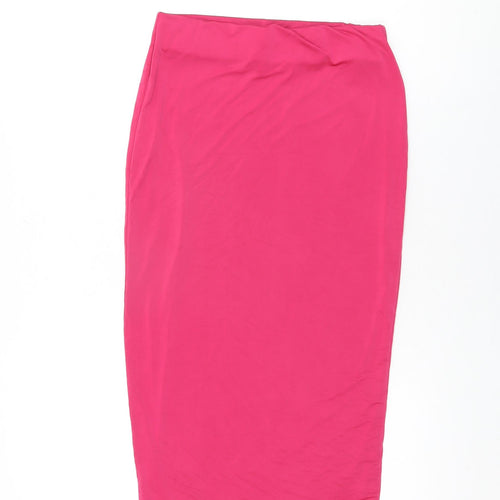 PRETTYLITTLETHING Womens Pink Polyester Straight & Pencil Skirt Size 10