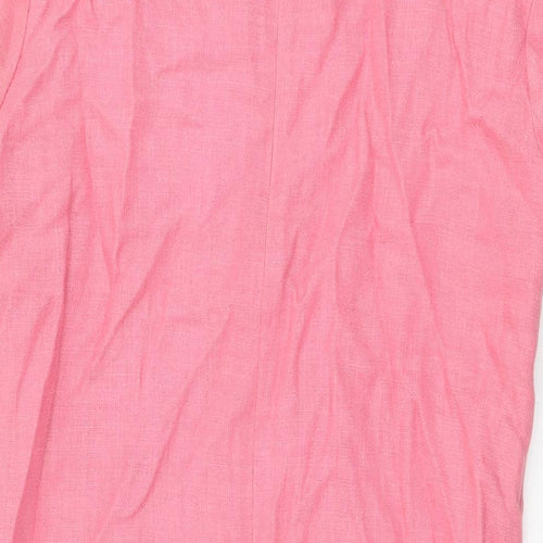 Liz Claiborne Womens Pink Linen Shift Size 8 Round Neck Zip