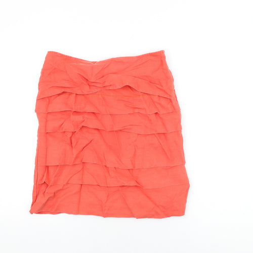 Per Una Womens Red Linen A-Line Skirt Size 10 Zip