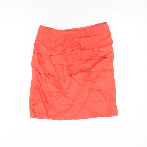Per Una Womens Red Linen A-Line Skirt Size 10 Zip