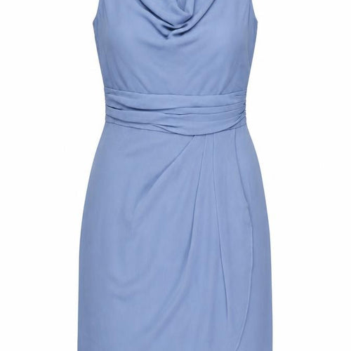 Lela Rose Womens Blue Polyester Bodycon Size 12 Cowl Neck Zip